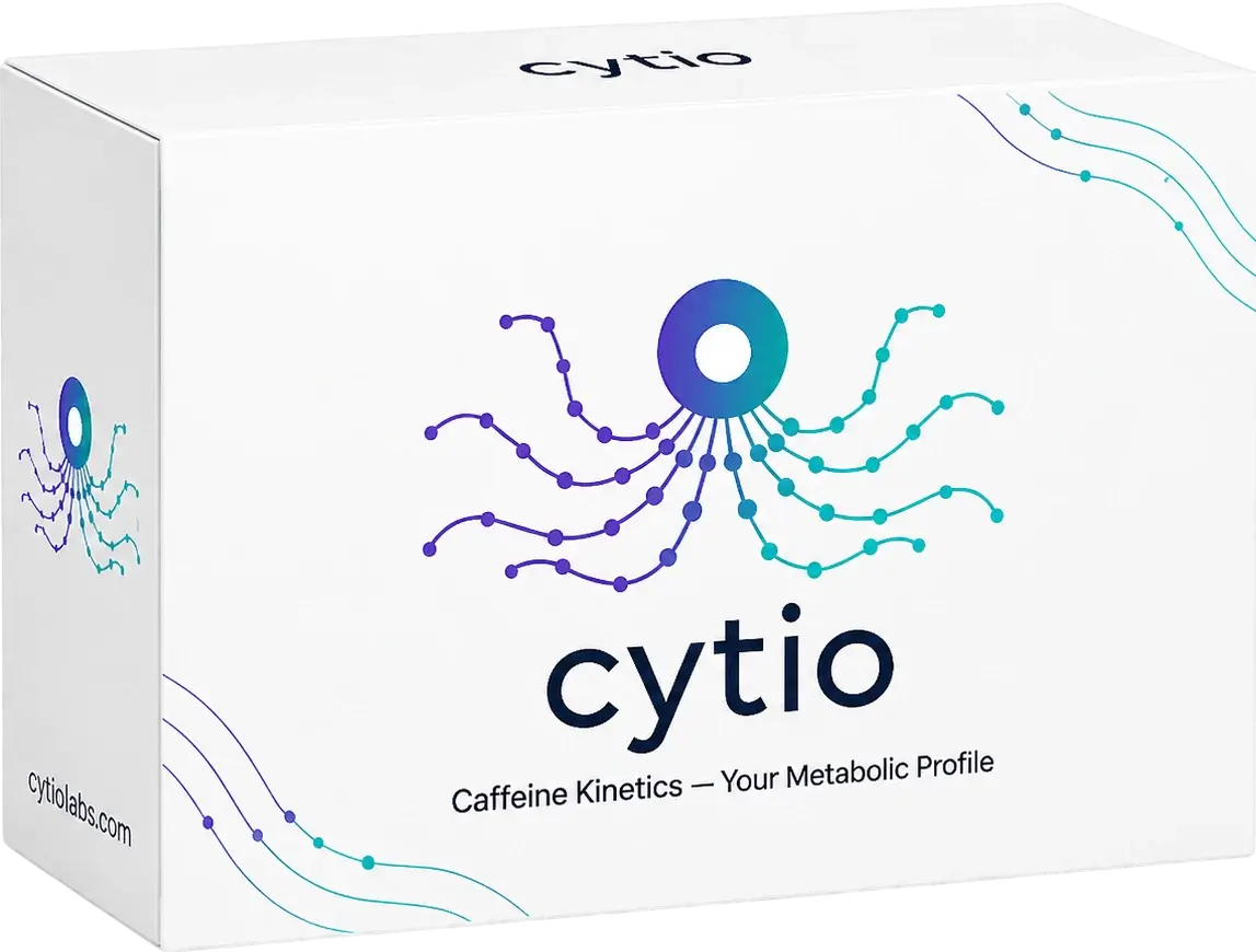 Cytio Caffeine Kinetics at-home test kit box.